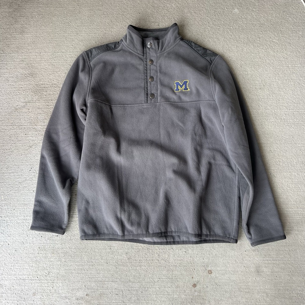 Tommy Bahama Michigan Wolverines Fleece Snap‎ Mock Pullover Mens M NCAA